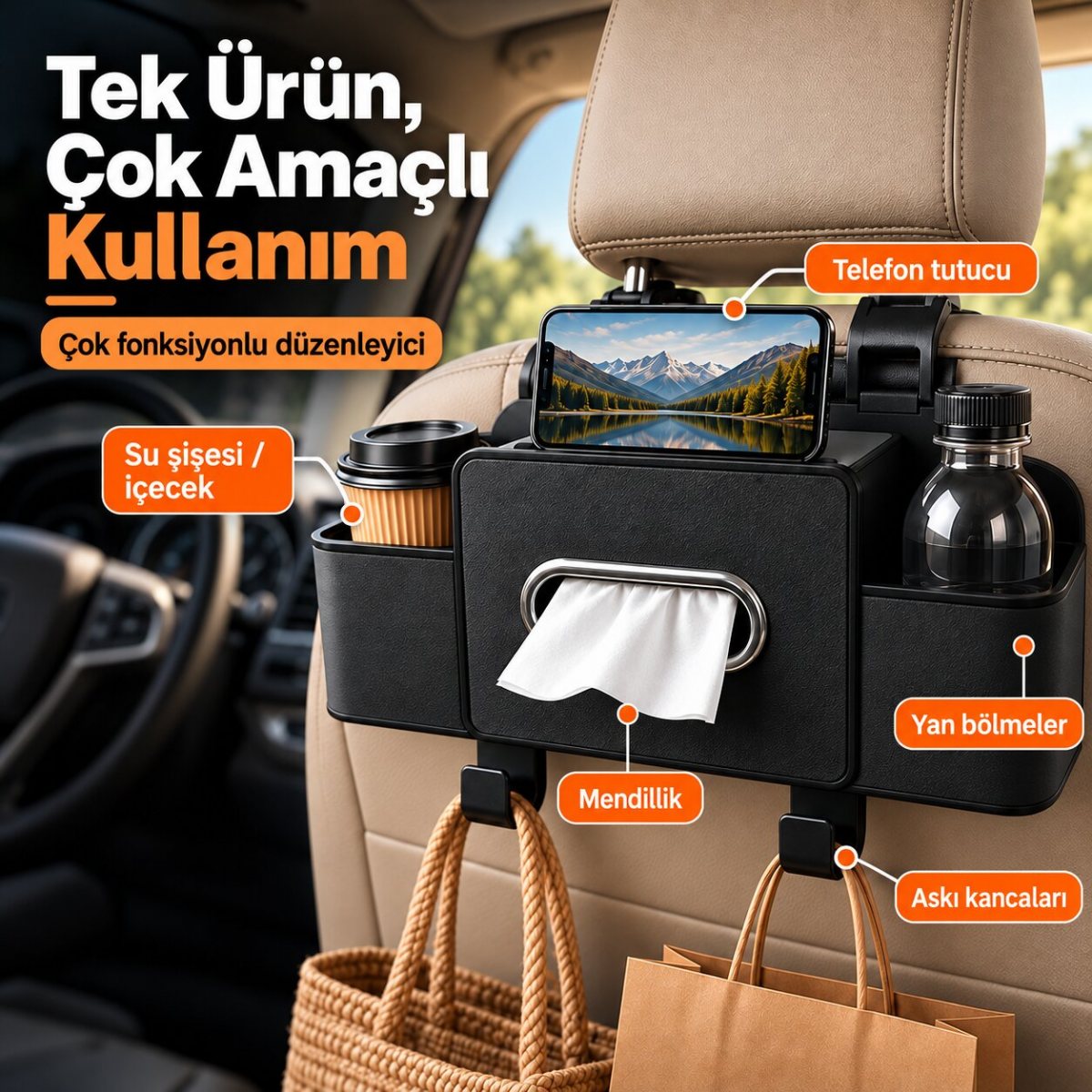 Araba Koltuk Arkası Organizer 4