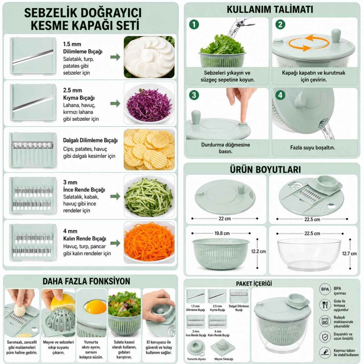 Sebze Kurutucu ve Dilimleme Seti 2