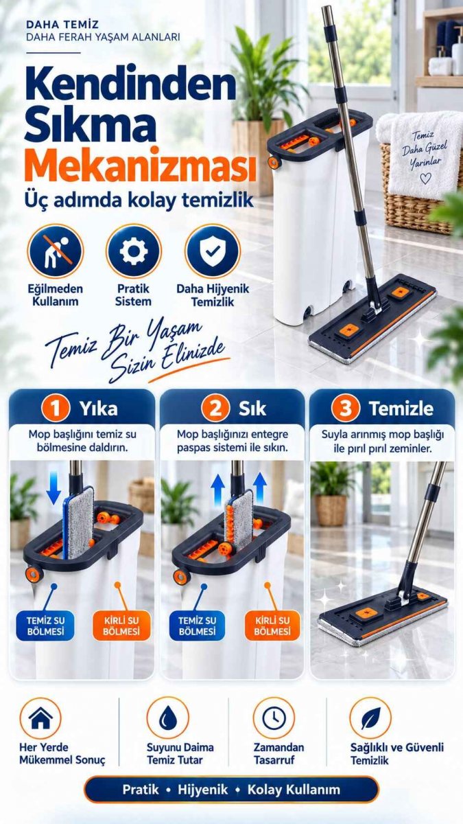 Kendinden Sıkmalı Kovalı Mop Seti 2