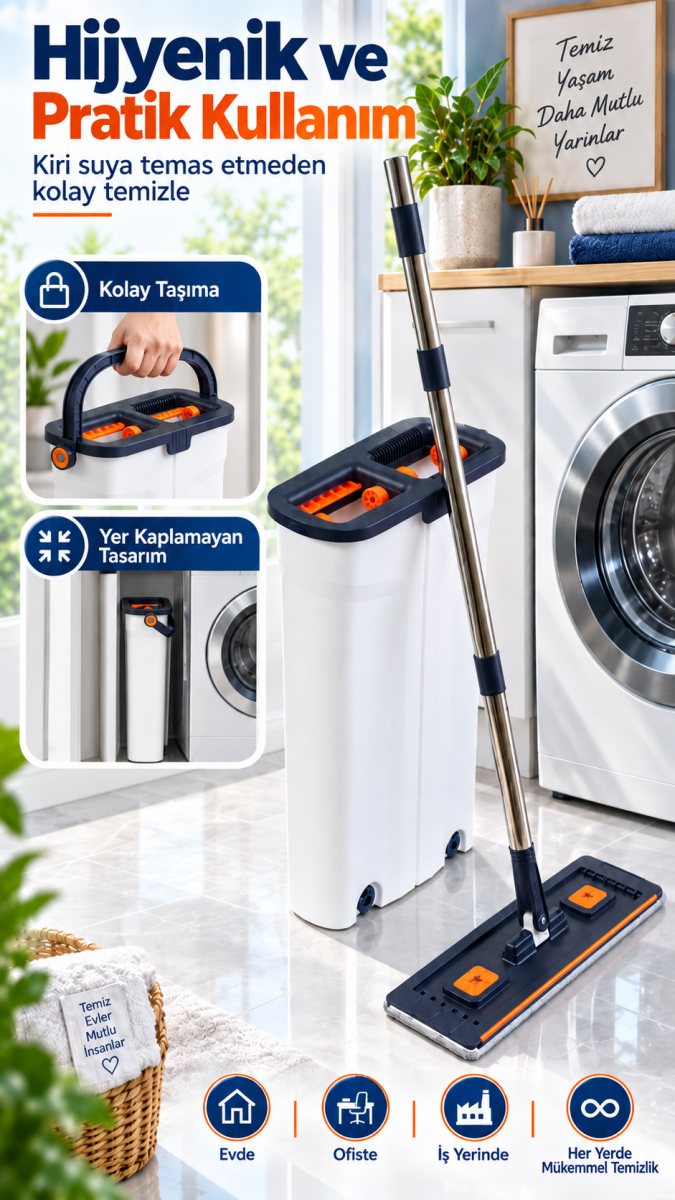 Kendinden Sıkmalı Kovalı Mop Seti 8
