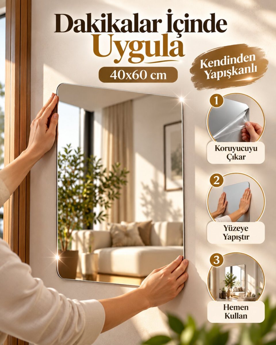Yapışkanlı Kırılmaz Ayna 3