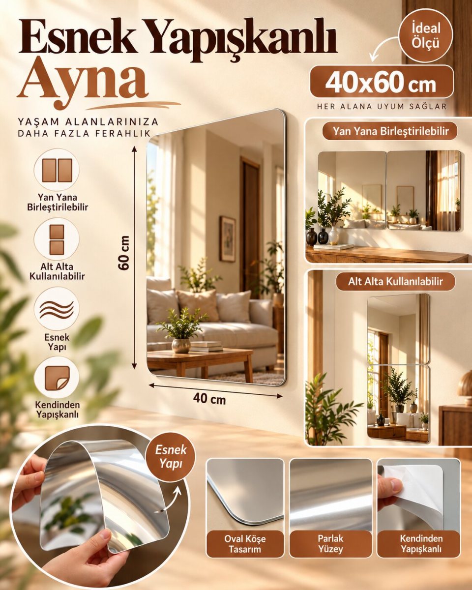 Yapışkanlı Kırılmaz Ayna 6