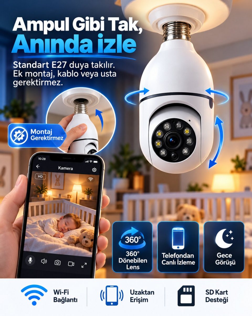 Kablosuz Ampul Kamera 3