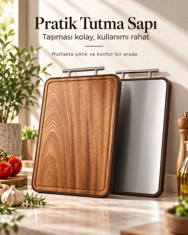 Paslanmaz Çelik ve Ahşap Kesim Panosu 6